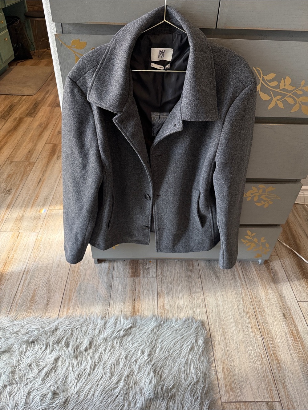 PX Charcoal Gray Wool-Blend Peacoat